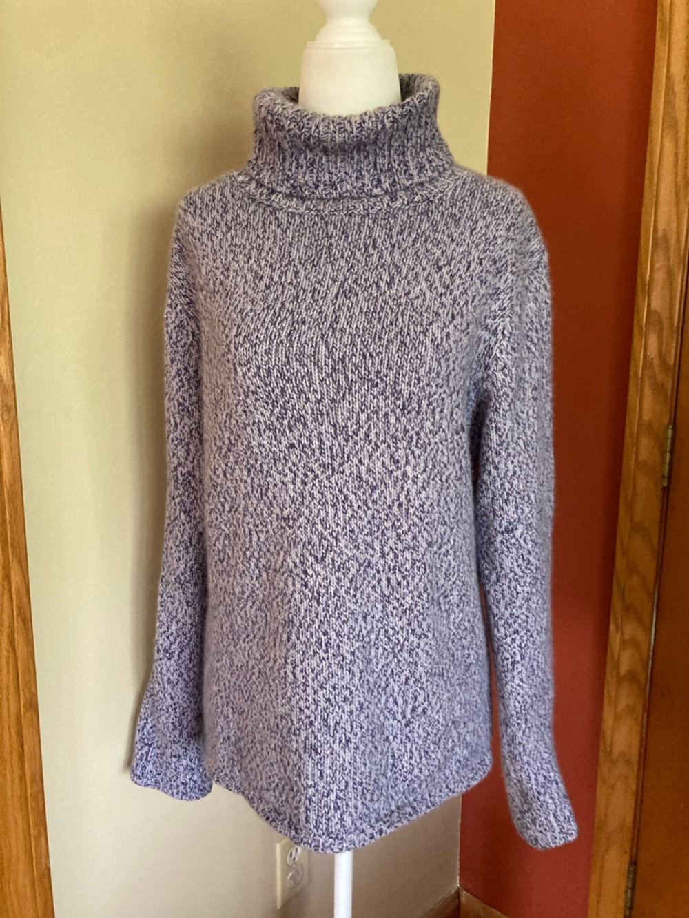 Mariele Waithe 100% Cashmere Purple Lavender Marled Turtleneck Sweater Size XL